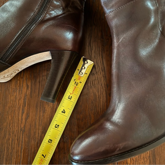 J. Crew Chocolate Brown Italian Leather Heeled Boots 7.5 - Picture 6 of 9